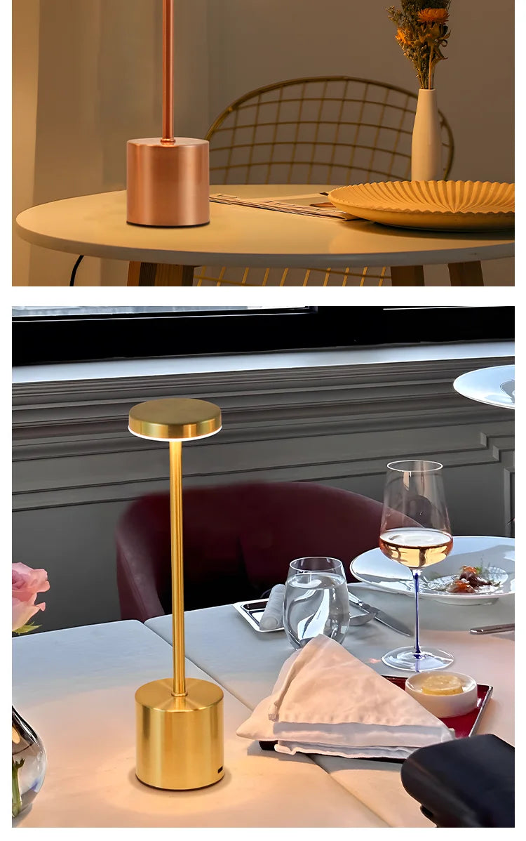 Lámpara de mesa LED con sensor táctil simple, recargable, 3 colores, ajustable, luz ambiental creativa para mesita de noche, decoración de habitación