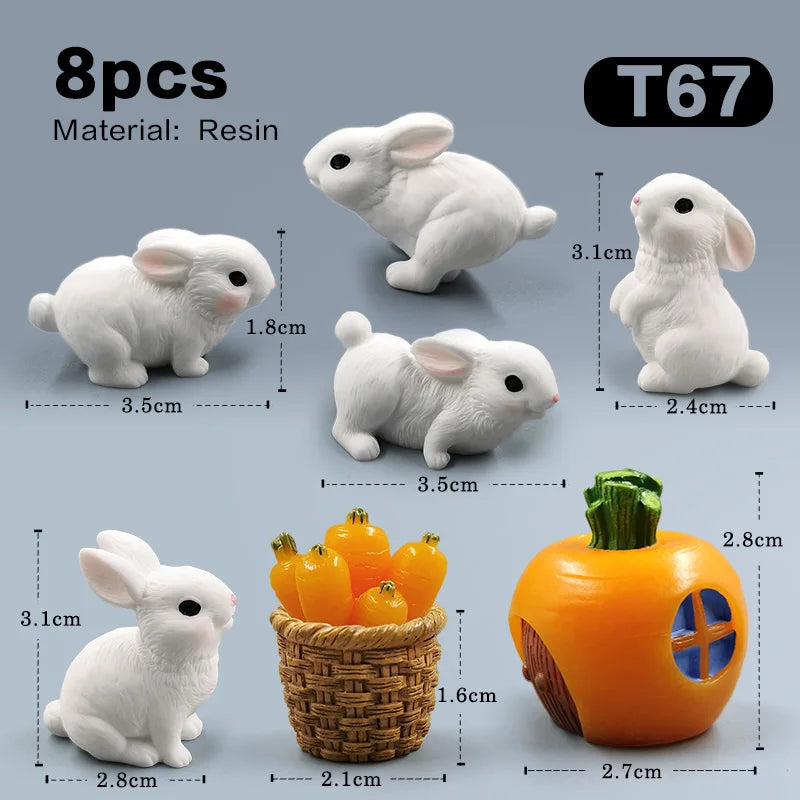 Figurine de lapin mignon de Pâques 2025, bricolage, paysage, maison, kawaii, décoration de chambre, miniature, jardin de fées, accessoires de décoration modernes