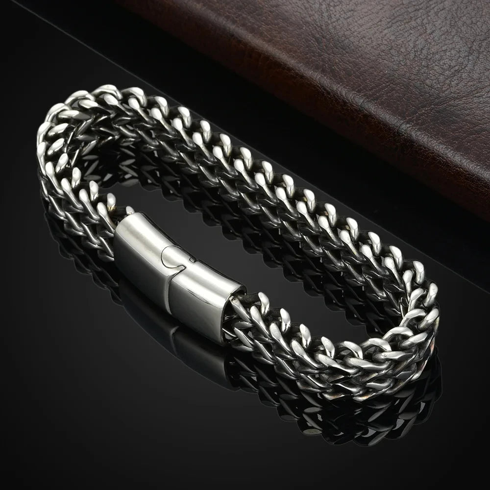 Stainless Steel Braided Double Row Bracelet