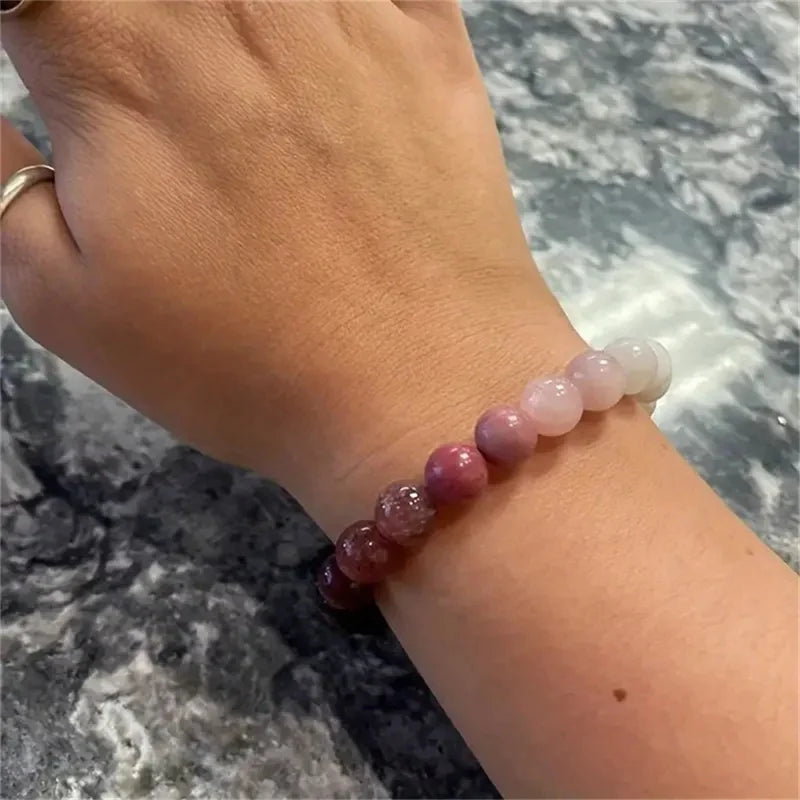 Handmade Pink Amethyst Beaded Bracelet