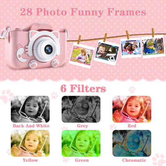 Cute Cat Children Cameras With 32G Card