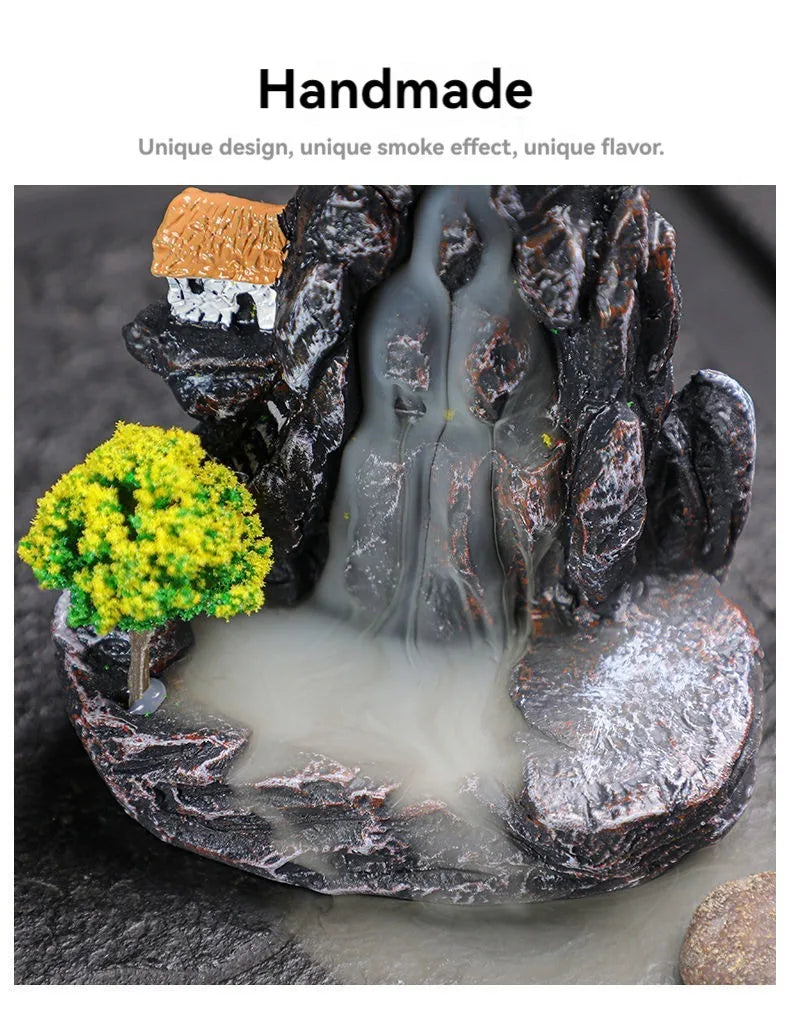 Porte-encens à refoulement, brûleur d'encens en cascade, décoration d'intérieur, ornement d'aromathérapie, cônes d'encens avec cônes d'encens à refoulement
