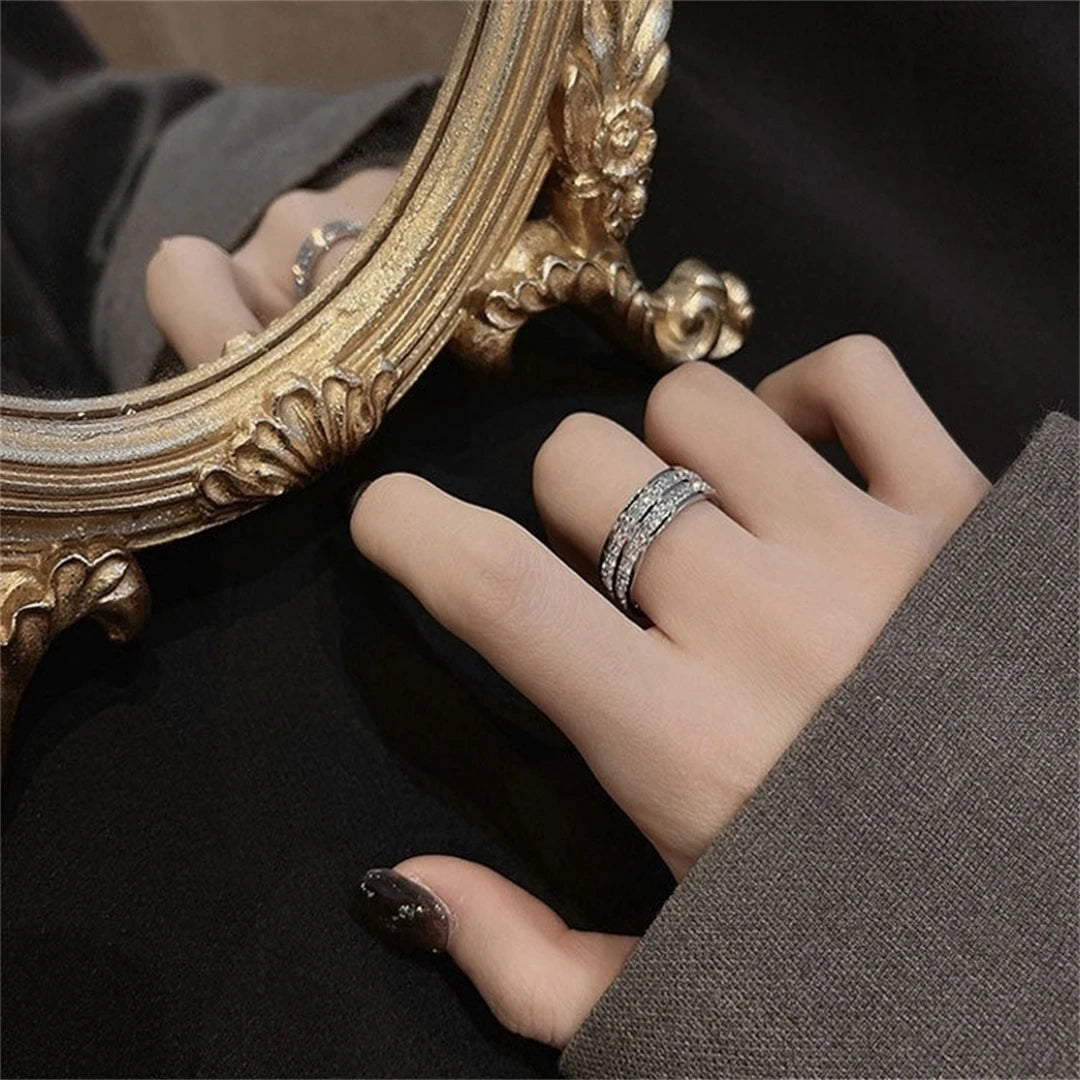 Luxury Double Rowed Square Zircon Ring