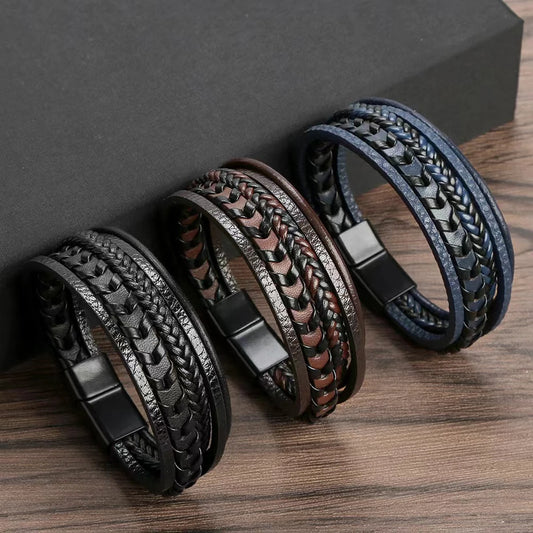 Multi-Layered Vintage Leather Bracelet