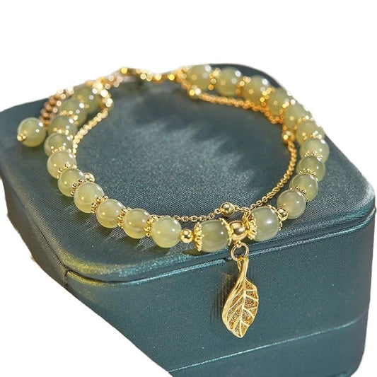 Double Layer Light Green Stone Bracelet