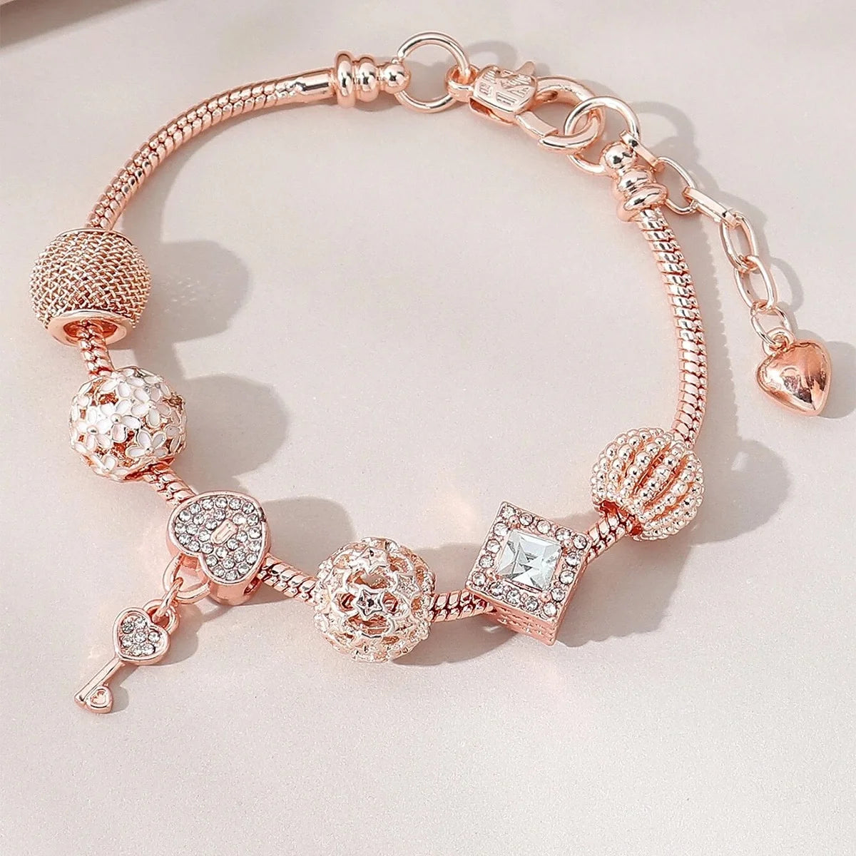Multi-Element Beaded Love Pan Family Bracelet