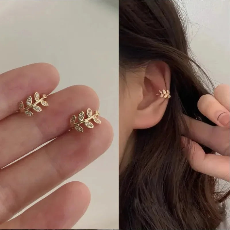 Cute Metal Leaf Earcuff Clip-On Earring