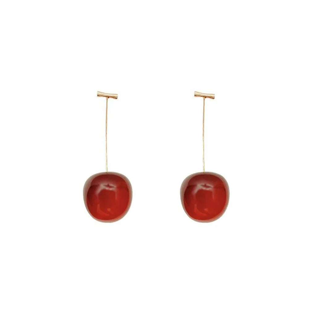 Red Cherry Statement Dangle Earrings