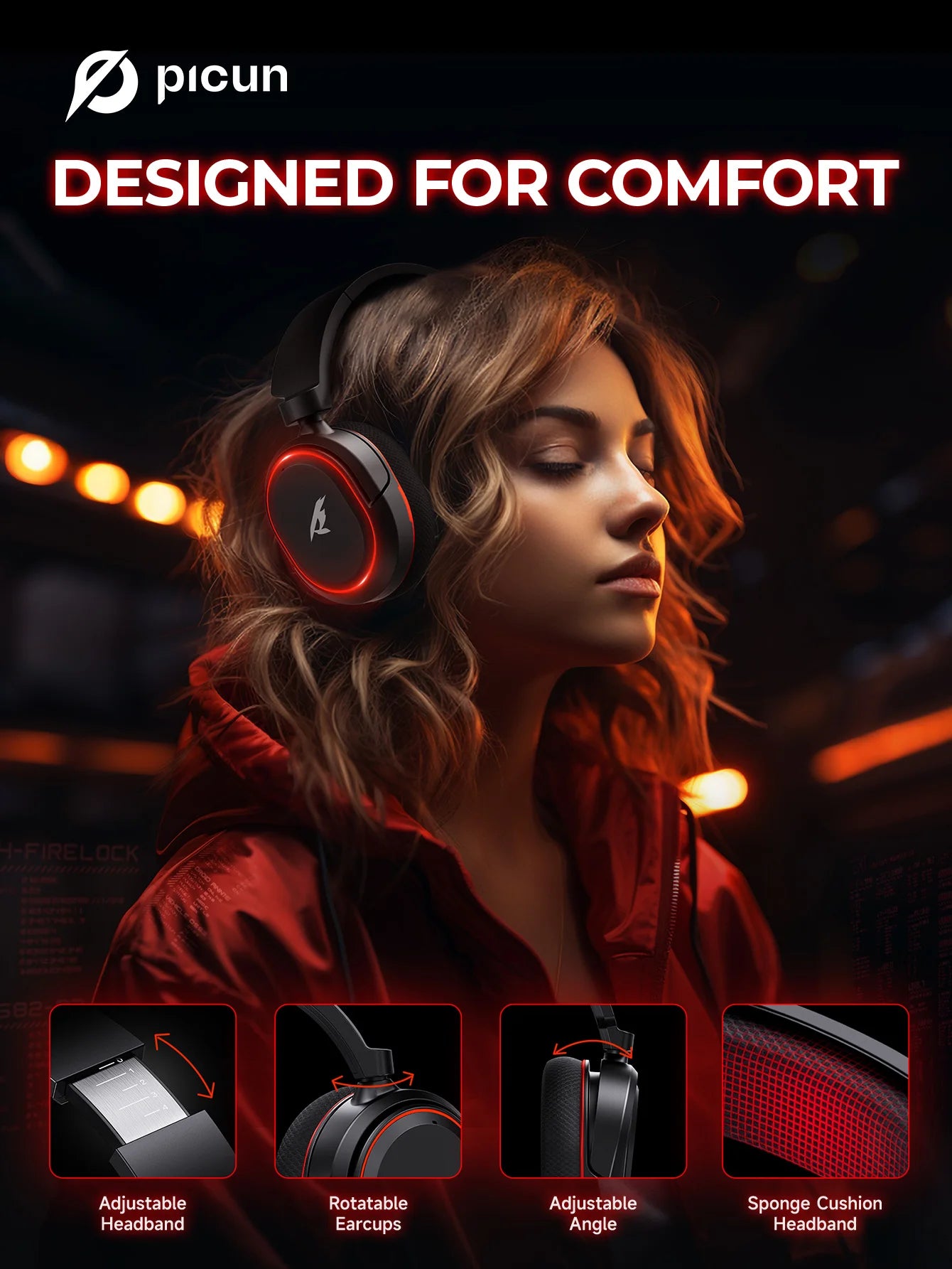 Picun G2 2.4G Wireless Gaming Headset