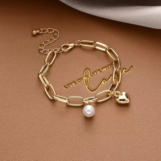 Vintage Style Pearl Love Bracelet