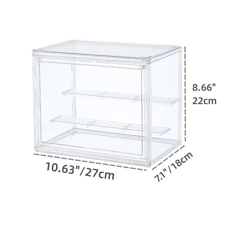 Caja de exhibición transparente apilable de plástico para almacenamiento
