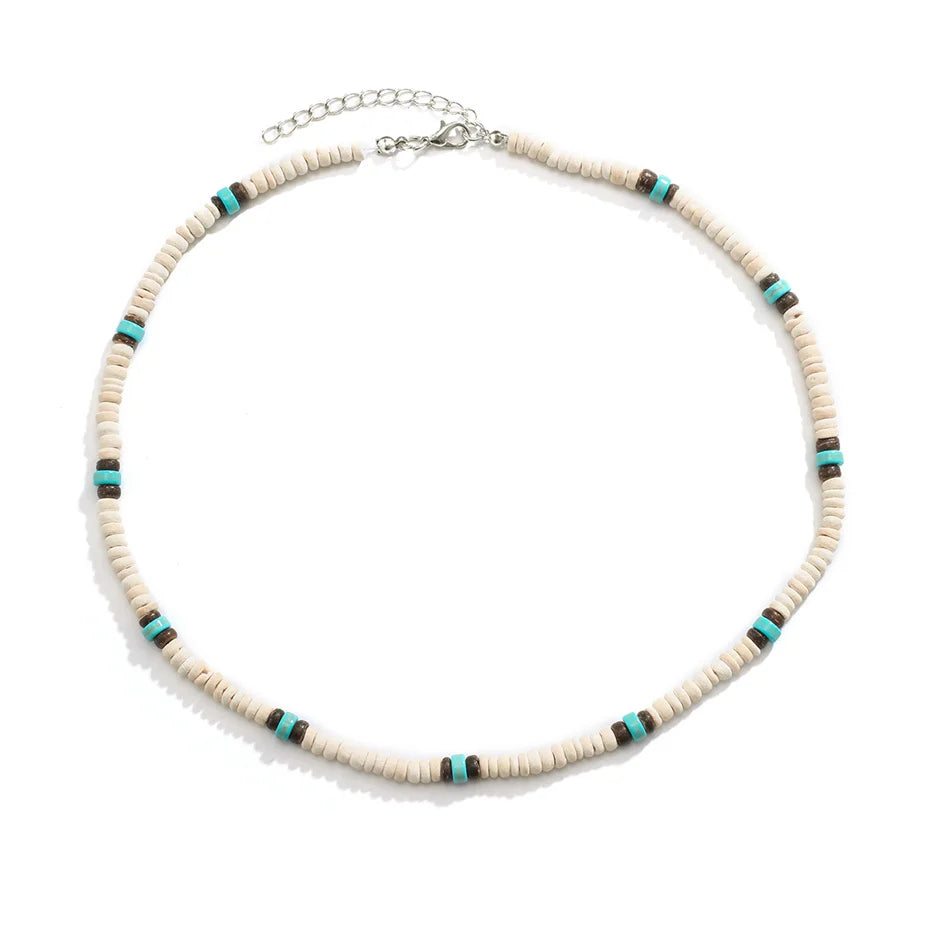 Summer Beach Wooden Beaded Surfer Necklace