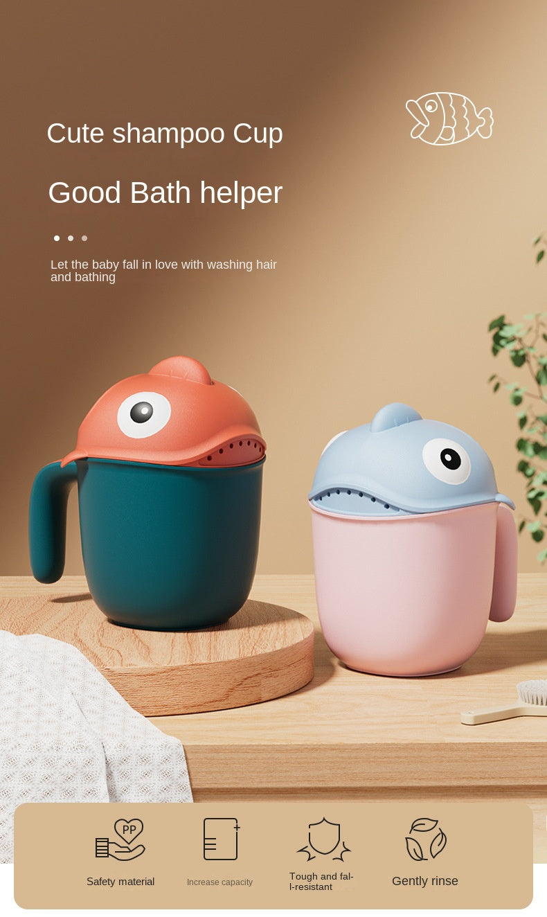 Baby Bath Shower Head Rinse Cup Cartoon Shark
