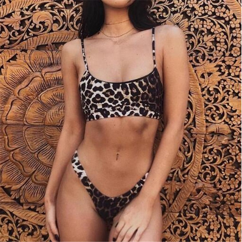Leopard Print Push-Up Bikini Set - BestShop