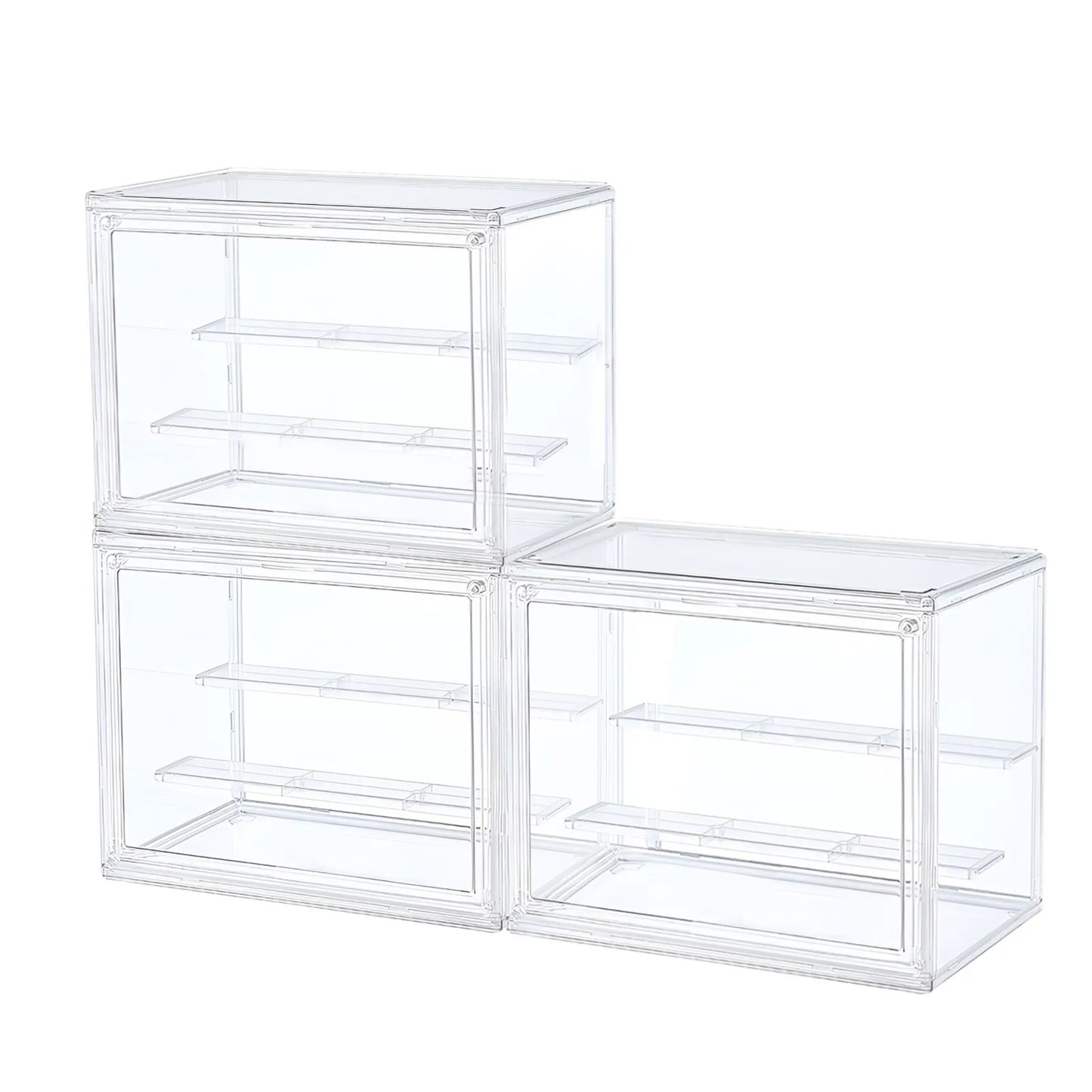 Caja de exhibición transparente apilable de plástico para almacenamiento