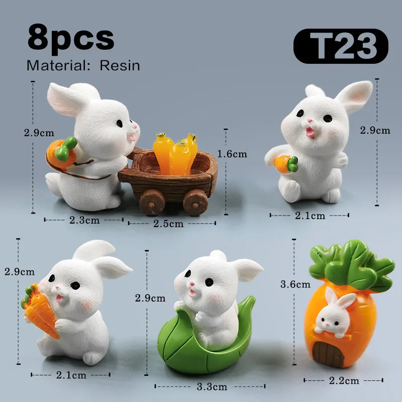 Figurine de lapin mignon de Pâques 2025, bricolage, paysage, maison, kawaii, décoration de chambre, miniature, jardin de fées, accessoires de décoration modernes