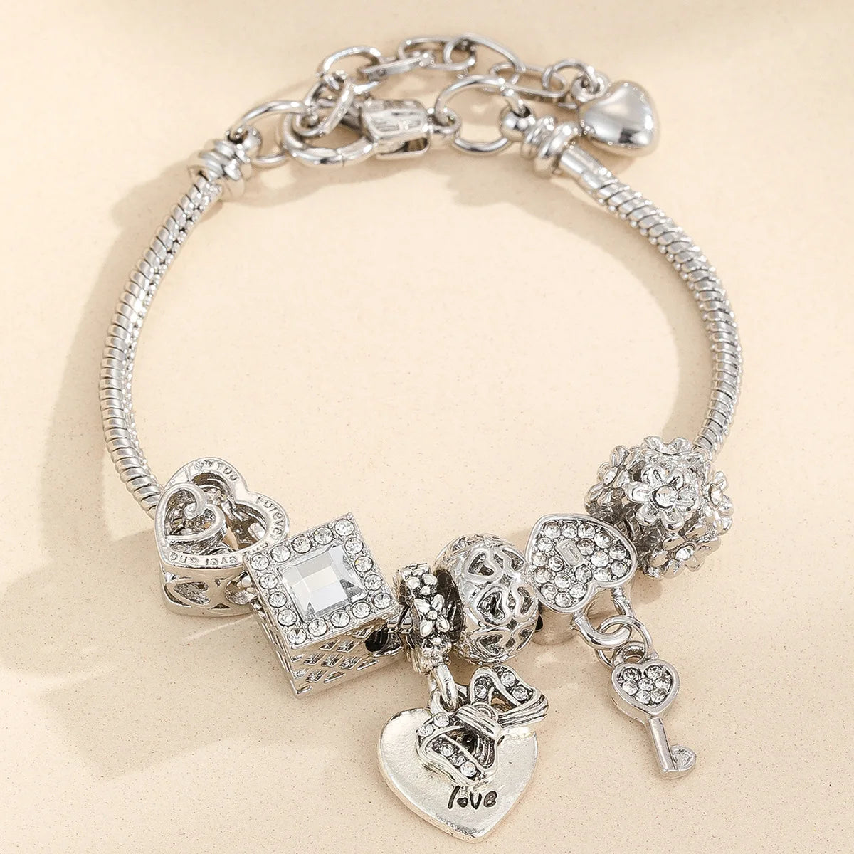 Multi-Element Beaded Love Pan Family Bracelet
