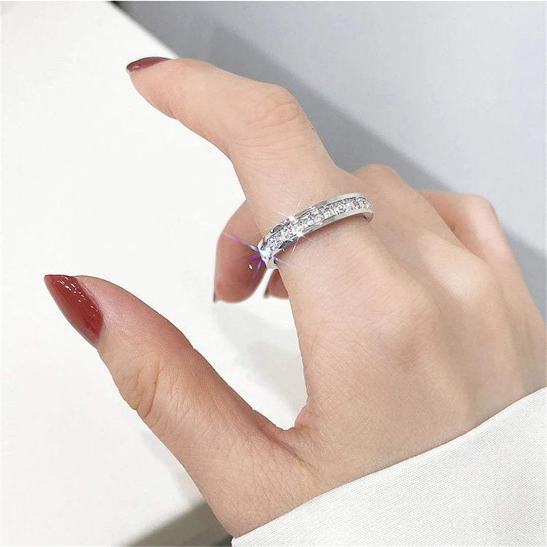 Luxury Double Rowed Square Zircon Ring