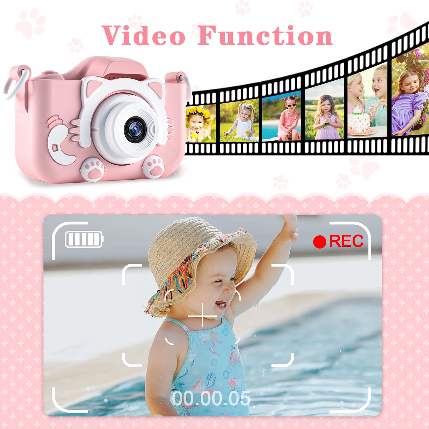 Cute Cat Children Cameras With 32G Card