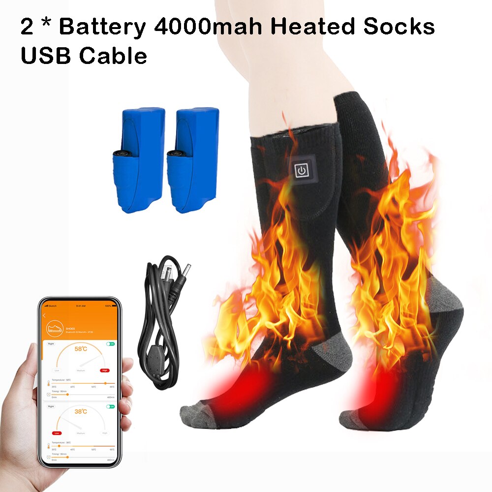 Winter Electric Heating Socks Rechargeable Adjustable Temperature Warm Heated Socks Foot Warmer Unisex Thermal Socks - BestShop