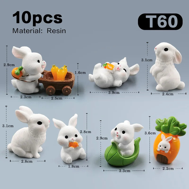 Figurine de lapin mignon de Pâques 2025, bricolage, paysage, maison, kawaii, décoration de chambre, miniature, jardin de fées, accessoires de décoration modernes