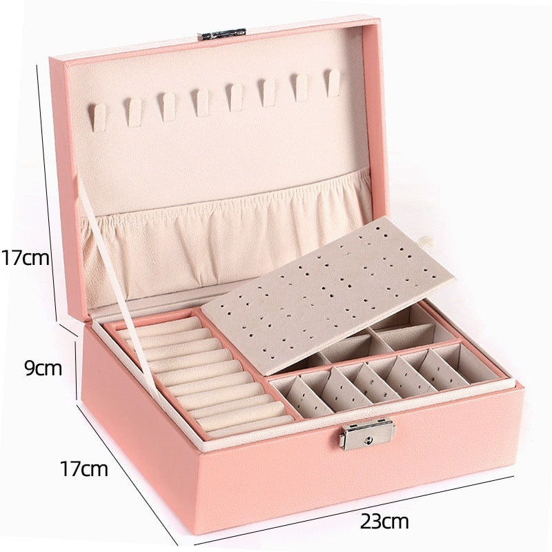 Double Layer Large Capacity Leather Jewelry Box - BestShop