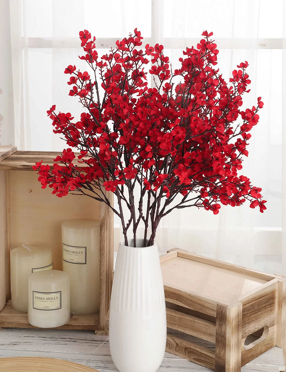 Gypsophile artificielle en soie, 50 cm, longues branches, décoration d'intérieur, fausses plantes, pour fête de mariage, DIY