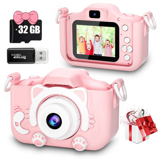 Cute Cat Children Cameras With 32G Card