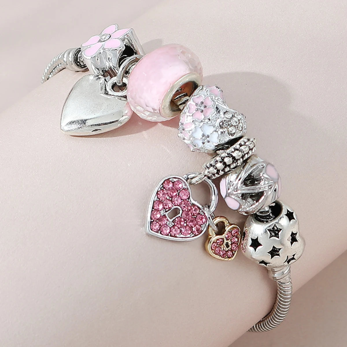 Multi-Element Beaded Love Pan Family Bracelet