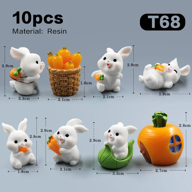 Figurine de lapin mignon de Pâques 2025, bricolage, paysage, maison, kawaii, décoration de chambre, miniature, jardin de fées, accessoires de décoration modernes