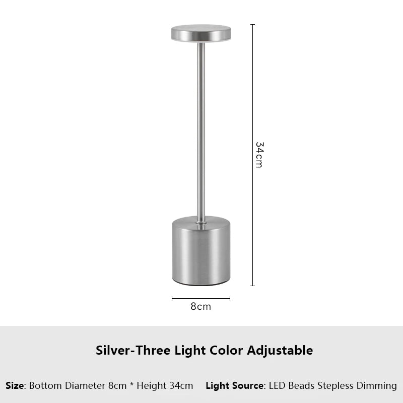 Lámpara de mesa LED con sensor táctil simple, recargable, 3 colores, ajustable, luz ambiental creativa para mesita de noche, decoración de habitación