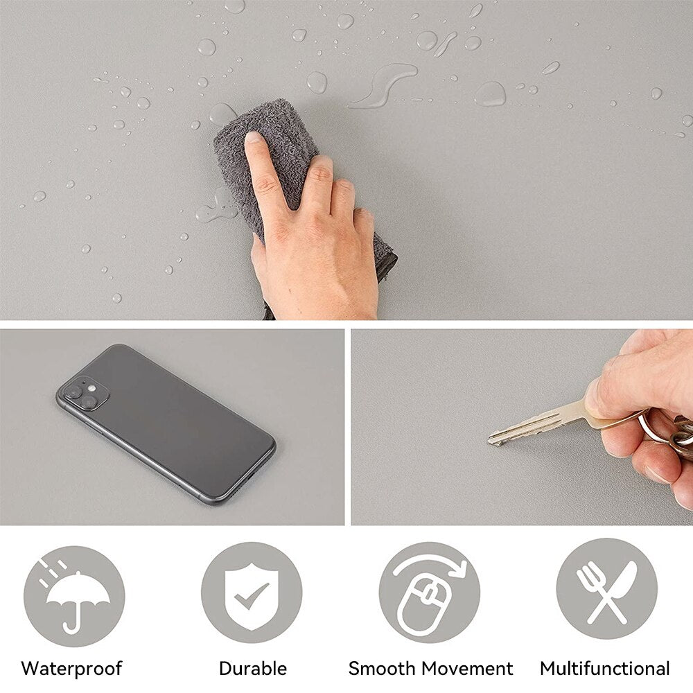 Large Size Office Desk Protector Mat PU Leather Waterproof Mouse Pad - BestShop