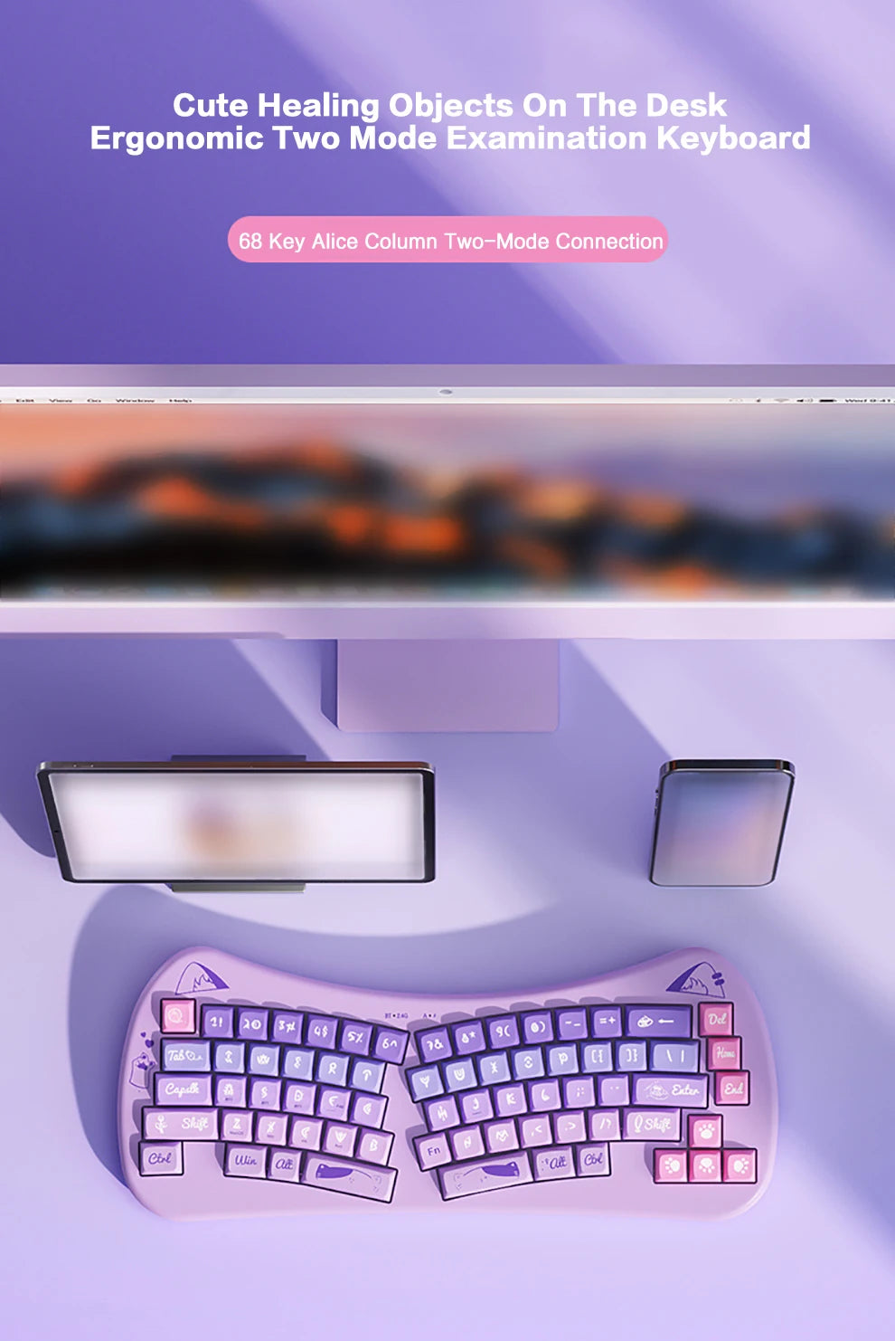 Clavier sans fil Bluetooth USB divisé BOW