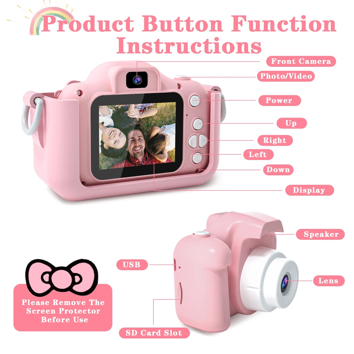 Cute Cat Children Cameras With 32G Card