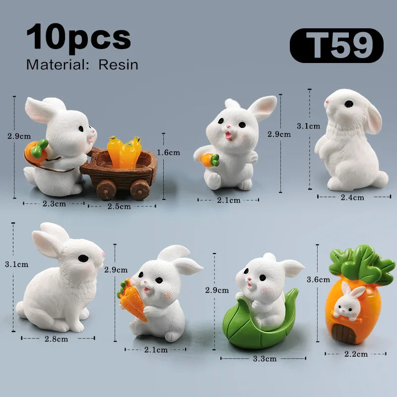 Figurine de lapin mignon de Pâques 2025, bricolage, paysage, maison, kawaii, décoration de chambre, miniature, jardin de fées, accessoires de décoration modernes