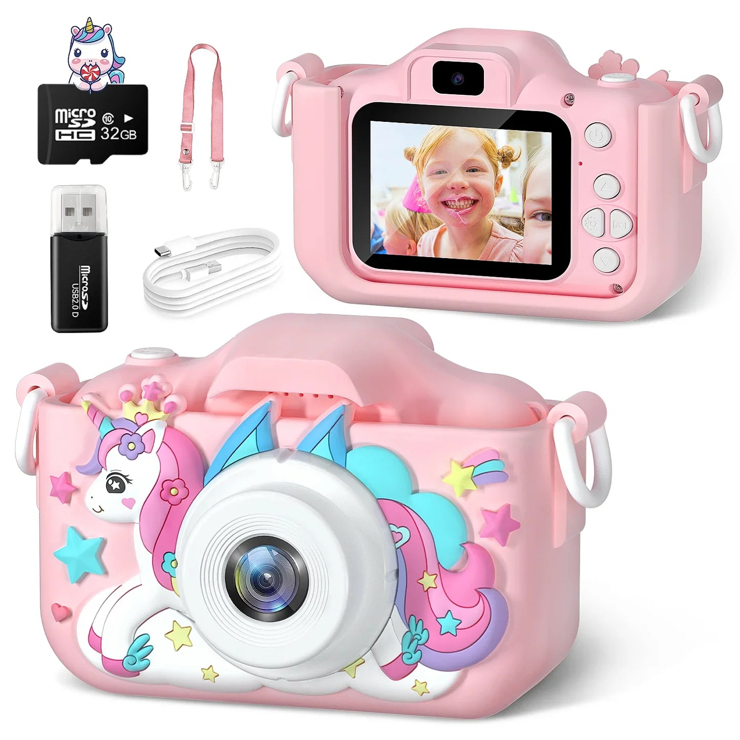 Cute Cat Children Cameras With 32G Card