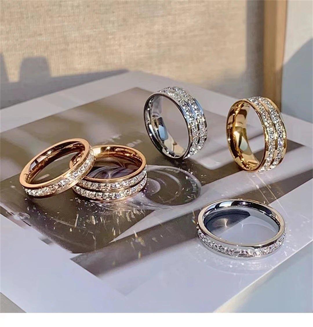 Luxury Double Rowed Square Zircon Ring