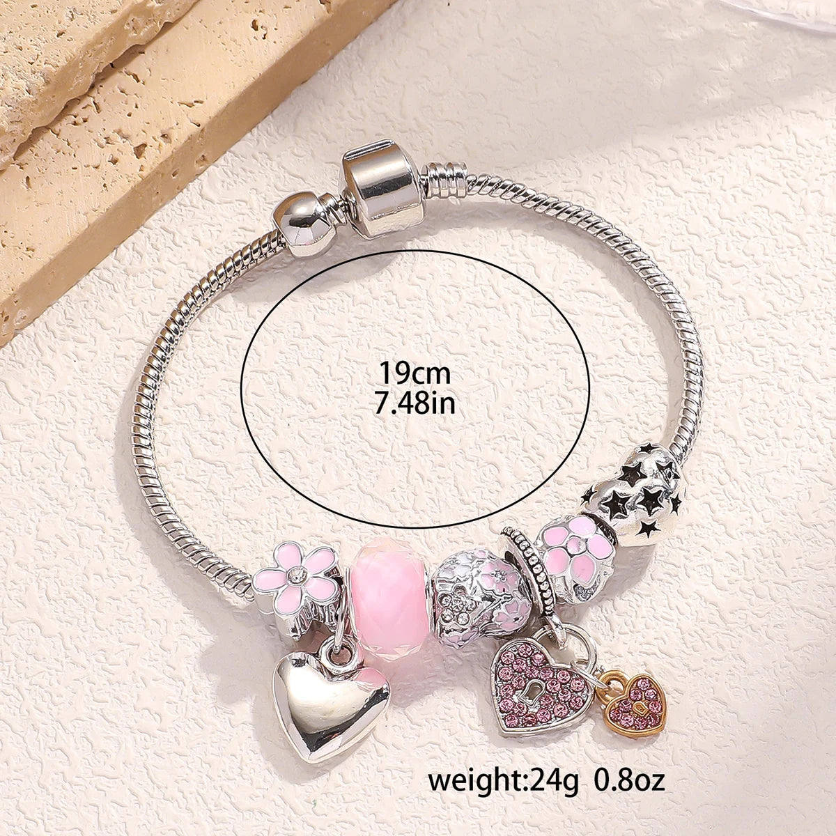 Multi-Element Beaded Love Pan Family Bracelet