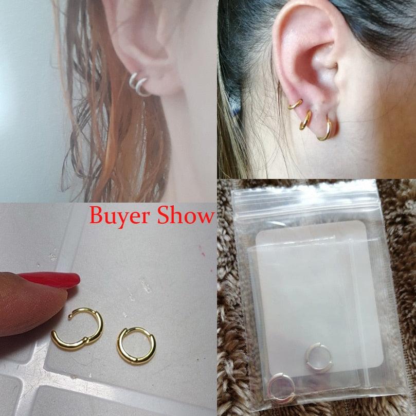 Aide 925 Sterling Silver Rose Gold Small Hoop Earrings For Women - BestShop
