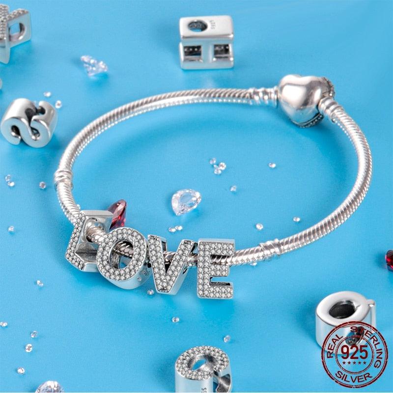 Alphabet Beads 925 Sterling Silver LOVE Letter Charm - BestShop