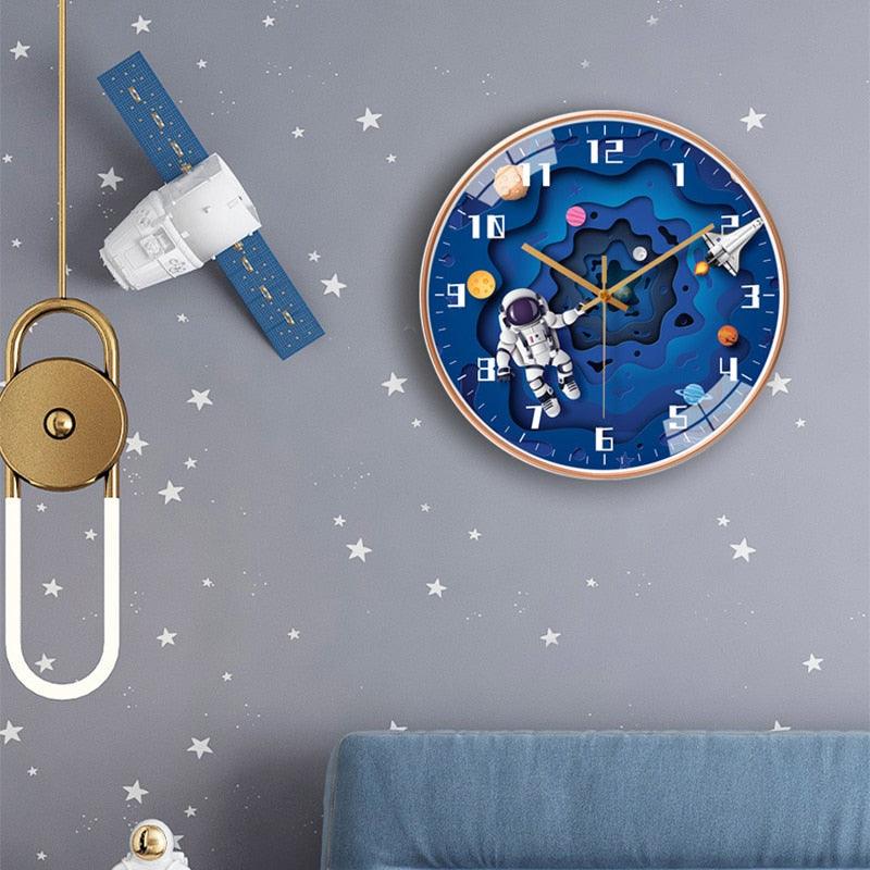 Astronaut Exploration Wall Clock Children Bedroom