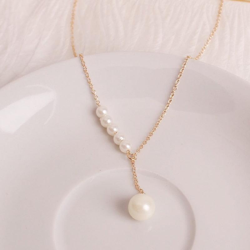 Beads Women Neck Chain Kpop Pearl Choker Necklace - BestShop