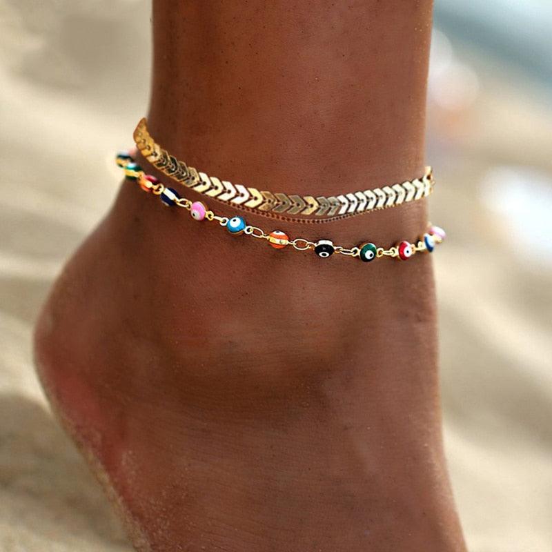 Bohemian Colorful Turkish Eyes Anklets for Women - BestShop