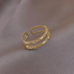 Load image into Gallery viewer, Classic Zircon Gold Double Layer Open Rings - BestShop
