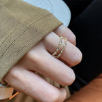 Load image into Gallery viewer, Classic Zircon Gold Double Layer Open Rings - BestShop
