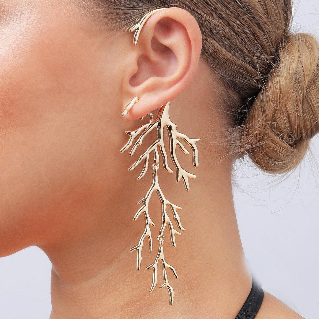 Coral Asymmetric Chain Set Earrings - BestShop