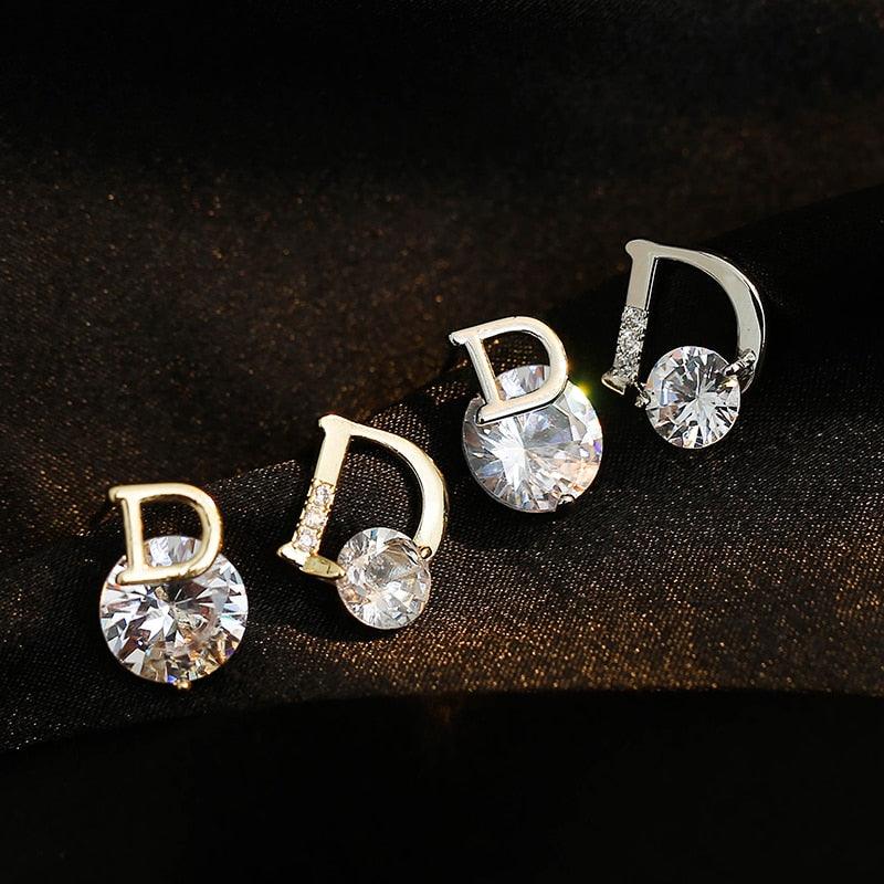 D letter diamond Earring - BestShop
