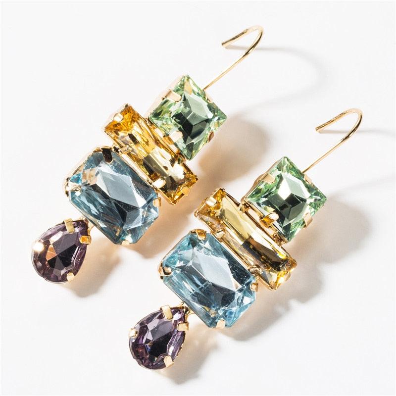 Elegant Candy Multi Glass Rhinestone Dangle Earrings - BestShop