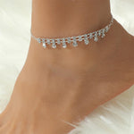Load image into Gallery viewer, Fashion Silver Color Rhinestone Double Heart Anklet - BestShop
