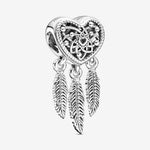 Load image into Gallery viewer, Heart 3 Feathers Dreamcatcher Charm - BestShop
